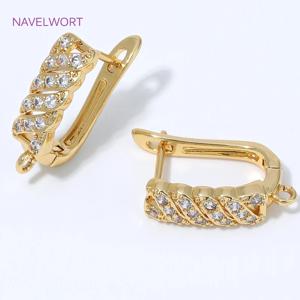 DIY 귀걸이 액세서리 18K 금도금 황동 쉴브제이 이어와이어, 지르콘 귀걸이 고리 클래스프 부자재, 쥬얼리 제작 용품