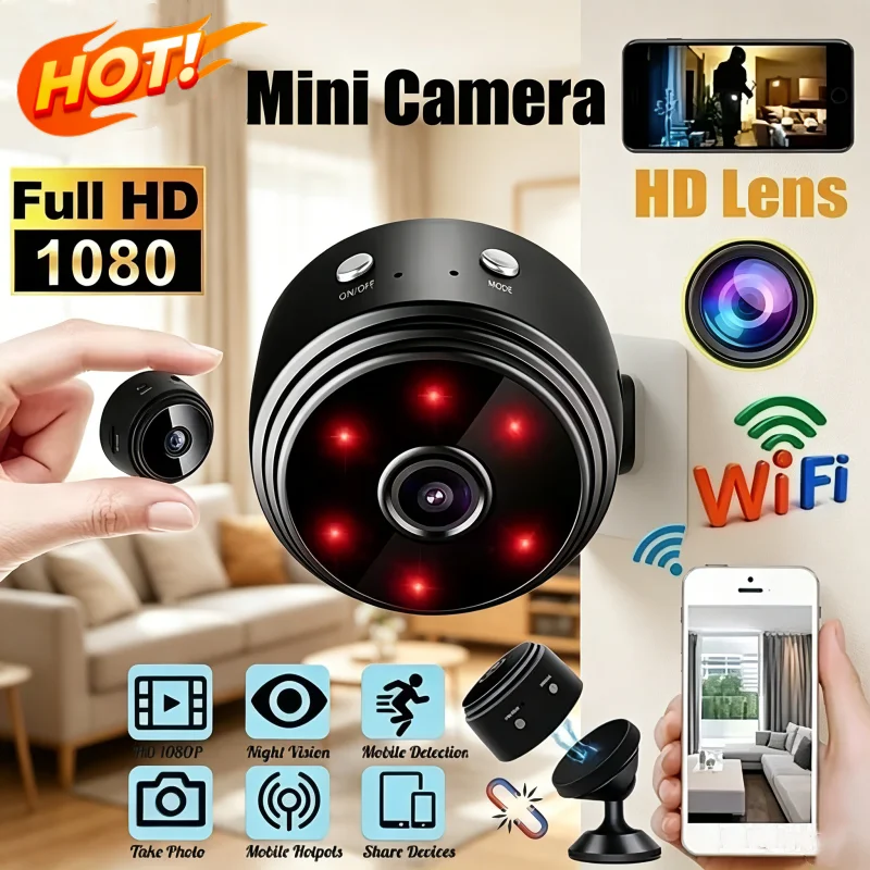 새로운 미니 A9 와이파이 1080p HD 보안 카메라 무선 모니터링 보안 보호 원격 감시 캠코더 창문 카메라