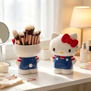 카와이 메이크업 브러쉬 홀더 데스크탑 수납함, 귀여운 수납컵, 큰 입구 메이크업 브러쉬, 문구류 및 잡화류