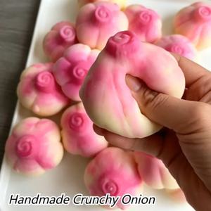 수제 바삭한 양파 스트레스 볼 피젯 토이, 바삭한 스퀴즈 볼, 둥근 블록으로 채워진 ASMR 안티 스트레스 장난감 (성인용)