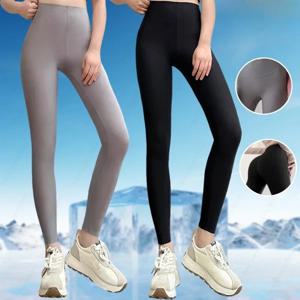 M/L/XL 아이스 실크 샤크 스킨 레깅스 여성용 하이웨이스트 뱃살 보정 힙업 통기성 여름 요가 팬츠 슬림핏