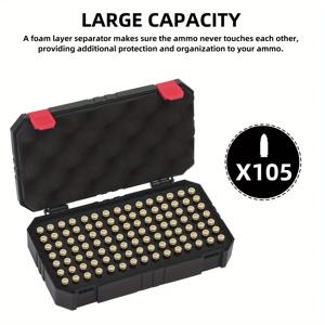 탄약 보관 케이스, 105발 수납 가능, 9x19mm 파라벨럼, 9mm 루거, .380 ACP, 30 루거, 9mm 마카로프 호환 탄약 상자