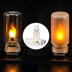 미니 반투명 USB LED 깜빡이는 불꽃 캔들 라이트, 자동차, 가정, 방, 노트북, PC, 축제 장식용 무드등