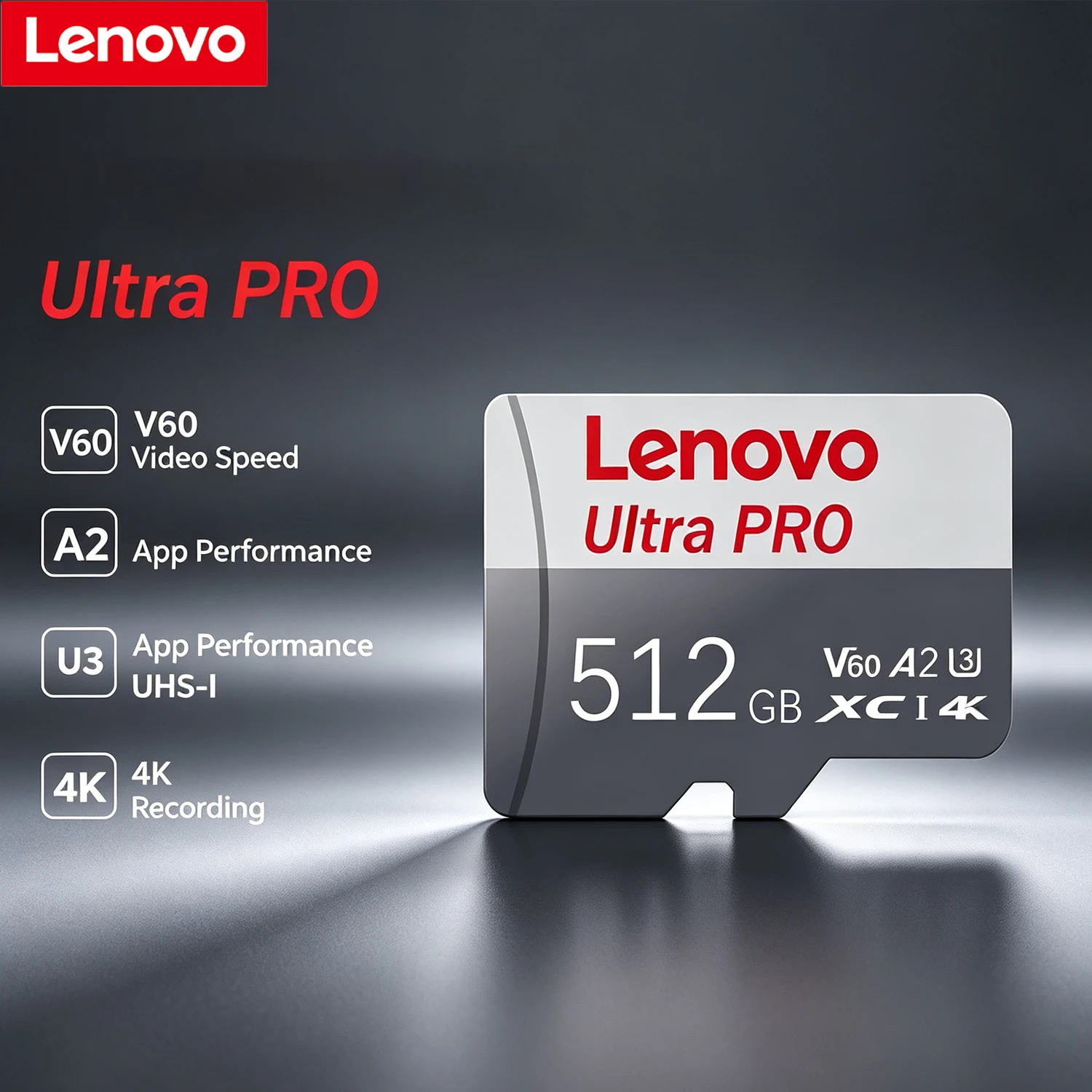 Lenovo 정품 마이크로 TF SD 카드, 클래스 10, 고속 플래시 메모리 카드, 128GB, 256GB, 512GB, V60 U3, 카메라, 휴대폰, 드론용 TF 카드