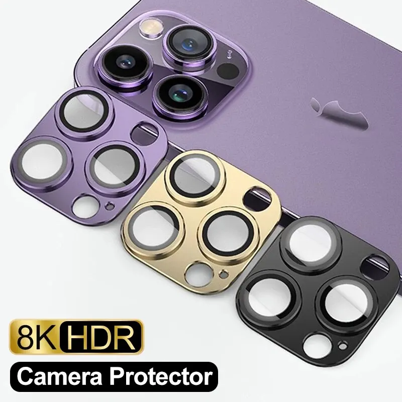 iPhone 11 12 13 14 15 Pro Max Mini 14Plus 15Plus 초고화질 유리 백 렌즈 용 금속 카메라 렌즈 유리 보호대