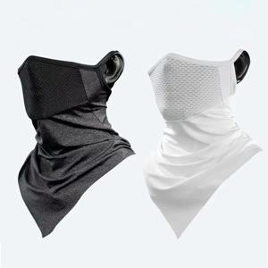 여름 남성 마스크 풀 페이스 자전거 Neckerchief 사이클링 두건 UV 보호 마스크 통기성 얼음 실크 야외 교수형 귀 스카프