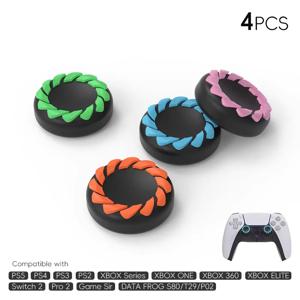 데이터 프로그 4개 실리콘 엄지 그립 캡 PS5 PS4 프로 슬림 PS3 엑스박스 시리즈 X S 원 360 컨트롤러 조이스틱 커버