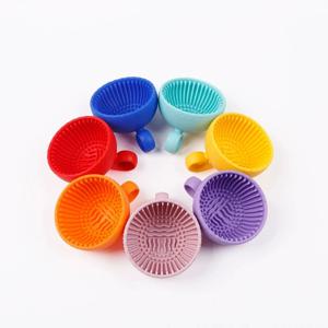 실리콘 메이크업 브러쉬 클리너 볼 (파우더 퍼프, 화장품, 아이섀도우 브러쉬용) 부드러운 실리콘 접이식 뷰티 도구