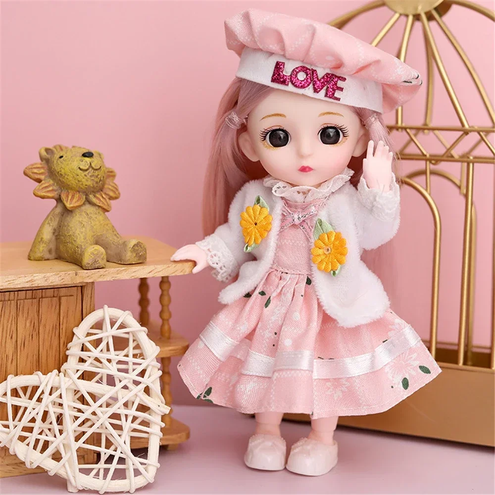 16cm 1/12 귀여운 공주 인형 13관절 BJD DIY 인형 장난감 옷 신발 포함 움직이는 달콤한 얼굴 어린이 여자아이 생일 선물