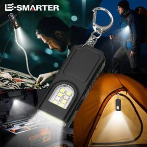 USB 충전식 다기능 키체인 손전등 미니 손전등 COB 작업등 키링 캠핑 걷기용 포켓 램프