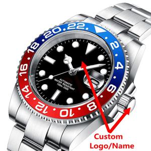 커스텀 로고 40mm 고급 NH35/MIYOTA 오토매틱 남성용 100M 다이버 시계 사파이어 크리스탈 야광 기계식 무지 손목시계