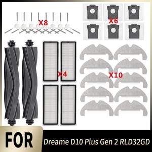 드리미 D10 플러스 2세대 RLD32GD 로봇 청소기 액세서리용 걸레 천, 메인 사이드 브러시, 헤파 필터, 먼지 봉투, 가정용 청소 부품