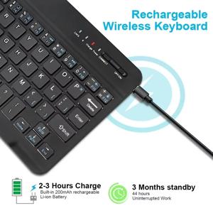 7/10 인치 블루투스 무선 영어 키보드 최대 10M 무선 범위 IOS 안드로이드 윈도우 모바일 폰 태블릿용 충전식
