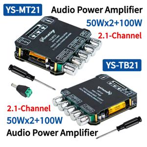 YS-MT21 2.1채널 오디오 파워 앰프 50W*2+100W 디지털 모듈 서브우퍼 AUX BT 무선 12/24V 스테레오 하이파이 스피커