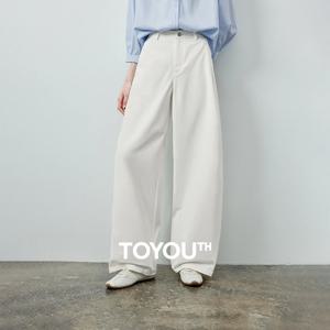 TOYOUTH 여성용 소프트 터치 곡선형 레그 롱 팬츠 2026 가을 신상 하이웨이스트 심 디테일 슬리밍 배형 체형에 적합