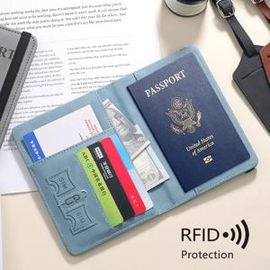 RFID 차단 여권 홀더 PU 가죽 항자성 여행 지갑 카드 케이스 여행 액세서리 6가지 색상 선택 가능