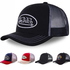 1개 캐주얼 패션 VON 야구 모자 통기성 있는 그늘막 알파벳 자수 자외선 차단 메쉬 자수 DUTCH 트러커 모자 CYMZ104