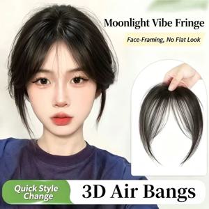 3D 페이스 프레이밍 에어뱅 가발 피스 합성 헤어 여성용 보이지 않는 클립형 앞머리 가발 하이 크라운 헤어피스 커버 레시딩 헤어린