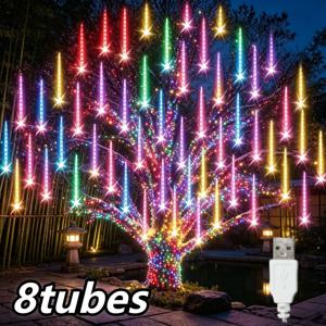 8가지 모드 USB 팝시클 LED 스트링 라이트 방수 플렉시블 커튼 가랜드 램프 - 가정, 결혼식, 크리스마스 파티, 정원 장식용