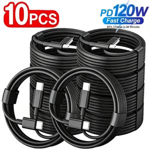 10개입 PD 120W USB C타입 to C타입 고속 충전 케이블 (삼성 S22 S23 S24 S25 S26 플러스 노트 울트라 A53 A54용 충전 및 데이터 케이블)