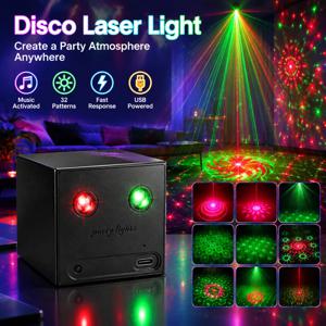 USB 전원 레이저 스트로보스코픽 파티 조명 DJ 디스코 프로젝터 휴대용 가족 캠핑 장식 조명 쇼 이벤트용