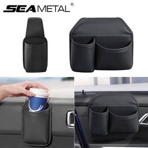 SEAMETAL 범용 차량용 도어 컵 홀더, 정리용 가방, 차량 문 옆에 걸어 사용하는 수납 가방, 컵 홀더, 음료 거치대, 포켓