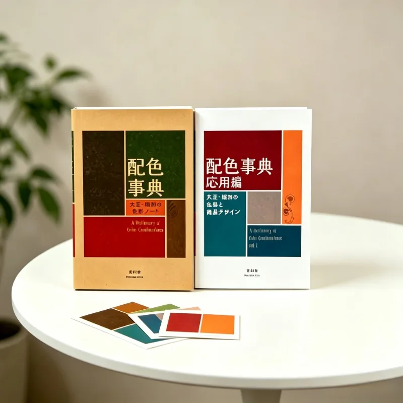 2권으로 구성된 컬러 사전, 다이쇼쇼와 시대의 색상 지침서, CMYK 아트북, 드로잉 참고서