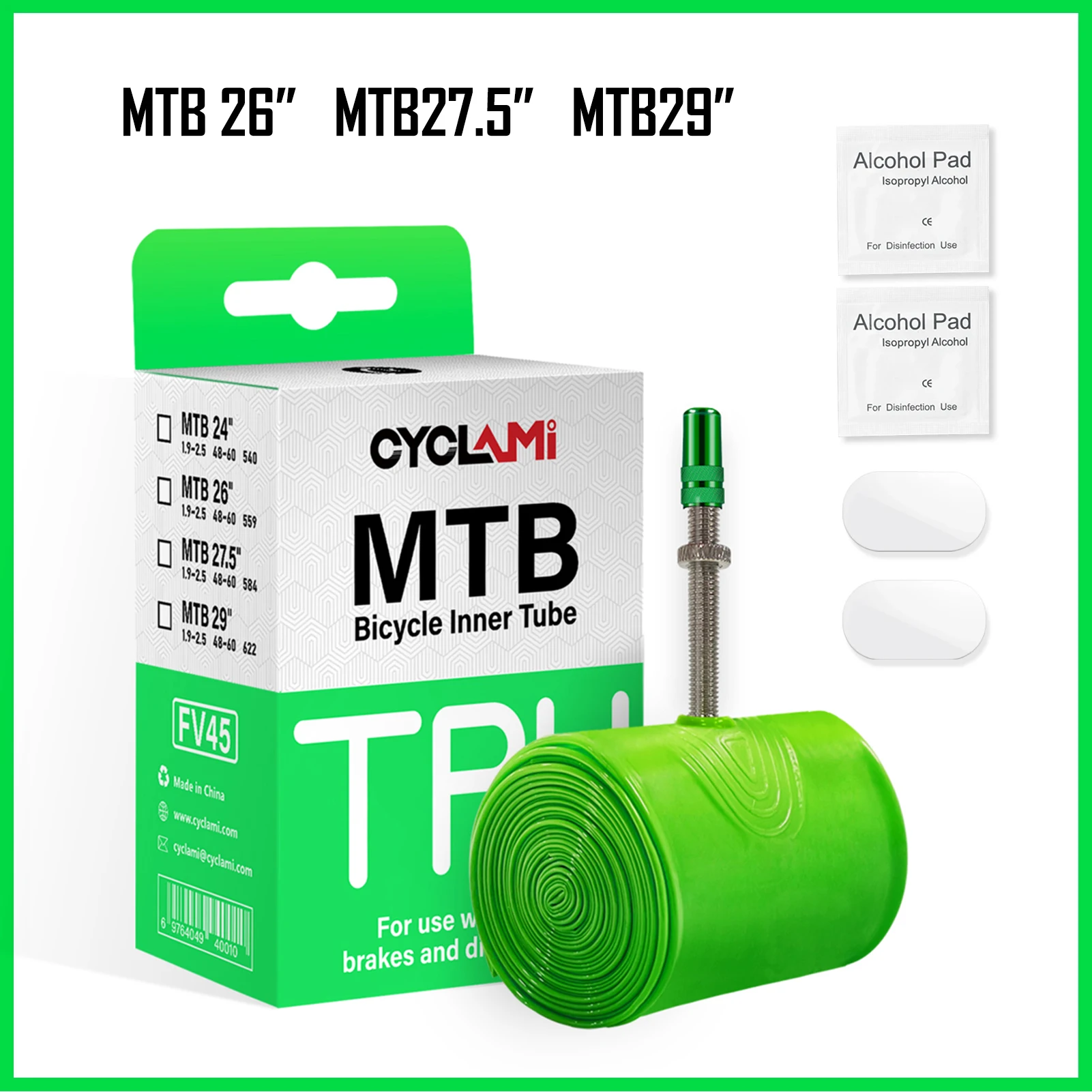 초경량 자전거 내부 튜브 26 27.5 29 인치 MTB 자전거 TPU 소재 타이어 45mm 프랑스어 밸브 슈퍼 라이트 항산화 CYCLAMI , 산악자전거 자전거 내관