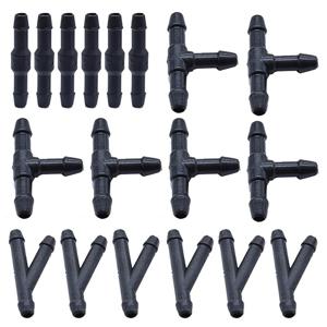 18PCS 앞 유리 와셔 조이너 파이프 커넥터 I T 피스 스트레이트 3 웨이 Y 피스 공기 연료 물 가솔린 와이퍼 와셔 노즐 호스