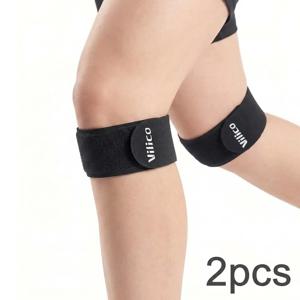 2개 세트, 조절 가능한 무릎 스트랩, 미끄럼 방지 실리콘 소재, 러닝, 사이클링, 농구, 피트니스 활동에 적합, 남녀 공용