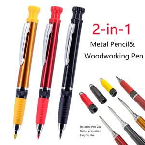 심공 목공용 2.8mm 2-in-1 솔리드 목공용 기계식 연필, 리드와 내장 샤프너 포함, 깊은 구멍 표시용 연필 도구