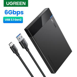 UGREEN-외장 HDD 케이스, 2.5 인치 규격 sata-usb 3.0 어댑터, SSD 하드 드라이브 인클로저, c타입 3.1