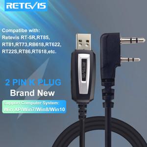 Retevis RT86 워키 토키 프로그래밍 케이블 Baofeng UV-5R 용 2핀 USB Win XP/7/8 시스템 용 Retevis RA89R/G RT86S RT22 H777