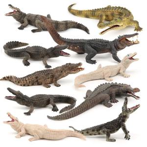 흰색/갈색/녹색 사실적인 악어 액션 피규어, 견고한 시뮬레이션 동물 모델 장식 장난감, 크리스마스 선물용