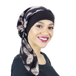 새로운 여자 Pre-Tied Turban 모자 이슬람 Hijab 암 Chemo 꽃 프린트 모자 커버 탈모 머리 스카프 랩 Strech Bandana