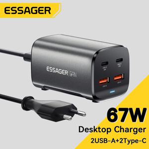 Essager 67W USB C GaN 충전기 데스크탑 빠른 충전 4.0 QC 3.0 PD 유형 C MacBook 용 고속 충전 Samsung POPC iPhone 15 노트북