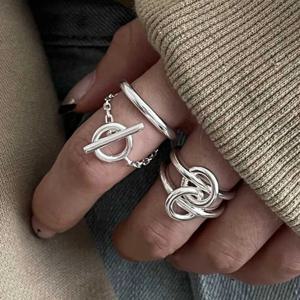 BF CLUB 여성을위한 925 스털링 실버 반지 오픈 미니멀리스트 레트로 체인 링 Creative Anillos Bague Fine Jewelry