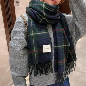 여성용 체크 무늬 겨울 스카프, 목 머리 스카프, 캐시미어 스카프, 숙녀용 숄 및 랩, 캐주얼 패션