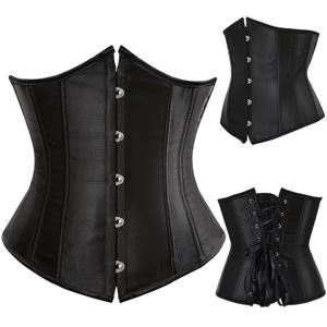 여성용 새틴 언더 버스트 코르셋 Bustier 섹시한 속옷 허리 슬리밍 바디 셰이퍼 코르셋 탑 여성용 Steampunk 레이스 업 코르셋