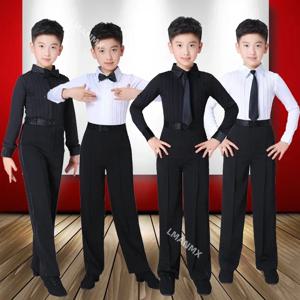 볼룸 보이 살사 셔츠 및 바지, 라틴 댄싱 탱고 디시 구얼 대회 세트, 어린이 전문 무용복