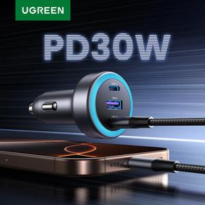 UGREEN 차량용 충전기 PD30W USB C 고속 충전기 아이폰 17 16 15용 고속 충전 모바일폰 USB C 차량용 충전기