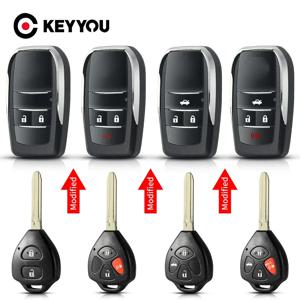 KEYYOU 1개 키 쉘 개조형 플립 폴딩 리모컨 키 쉘 토요타 RAV4 위시 캠리 하이악 코롤라 힐럭스 포튜너 2/3/4 버튼용