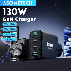 Gan USB 타입 C 충전기 130W 4포트 PD3.0 QC4.0 3.0 접지 고속 충전 삼성 아이폰 17 16 프로 노트북 휴대폰 충전기