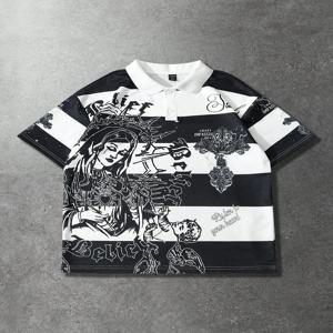 2026년 여름, 3D 스트라이프 패턴 프린팅이 들어간 남성용 반팔 스포츠 폴로 셔츠 - 스트리트 스타일, 캐주얼, 트렌디, 편안함