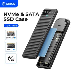 ORICO M.2 NVMe SSD 인클로저 10Gbps USB3.2 Gen2 M2 SSD 인클로저 케이스 박스 스트라이프 디자인 NVMe SATA용 도구가 필요 없는 UASP 지원