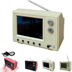 미니 레트로 TV 만화 플레이어, 8G 메모리, 충전식, 귀여운 빈티지 휴대용 TV, 인형의 집 장면, 수집용 장식품
