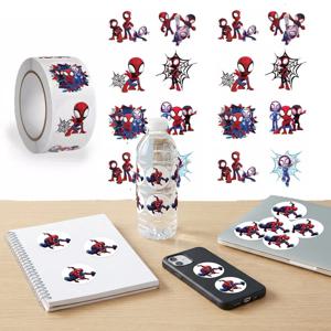 500Pcs/Roll 귀여운 스파이더맨과 그의 놀라운 친구들 라운드 스티커 DIY 장식 노트북 공예 선물 씰링 스티커