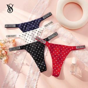 VS 언더웨어 힙스터 심리스 여성 폴카 도트 레이스 비키니 치키 팬티 세트 빅토리아 시크릿 통기성 코튼 힙스터