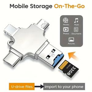 4 in 1 멀티 포트 카드 리더 라이트닝 USB 타입 C 휴대용 컨버터 아이폰 아이패드 안드로이드 맥 PC 카메라 호환