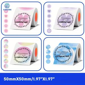 SINMARK 2인치 컬러 열전사 라벨, 50mmx50mm, 원형, SK58/SK20/SK35/SK45/M110/M200/M120 미니 열전사 프린터와 호환 가능